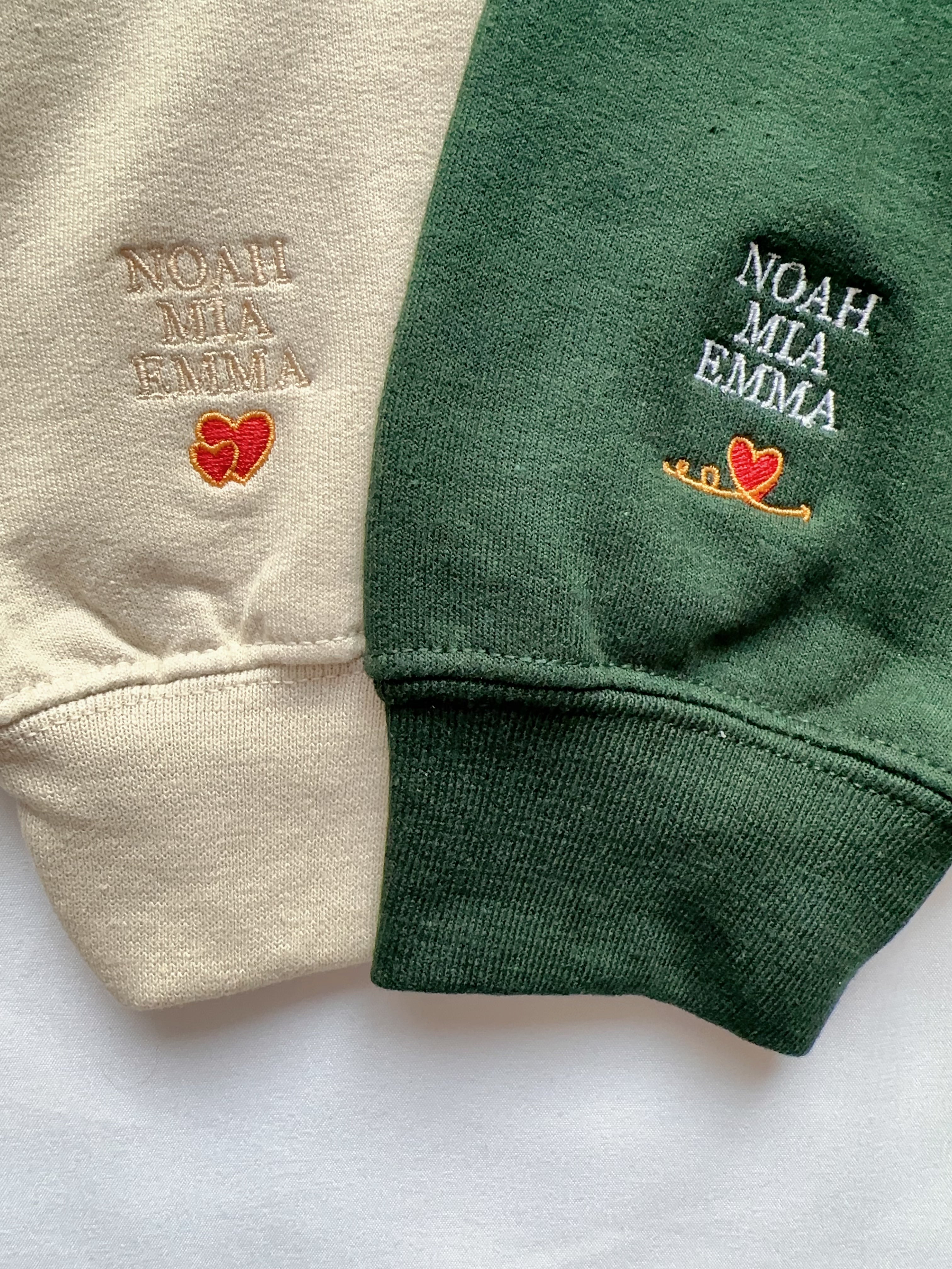 Custom Embroidered Mama Sweatshirt with Kids Name on Sleeve