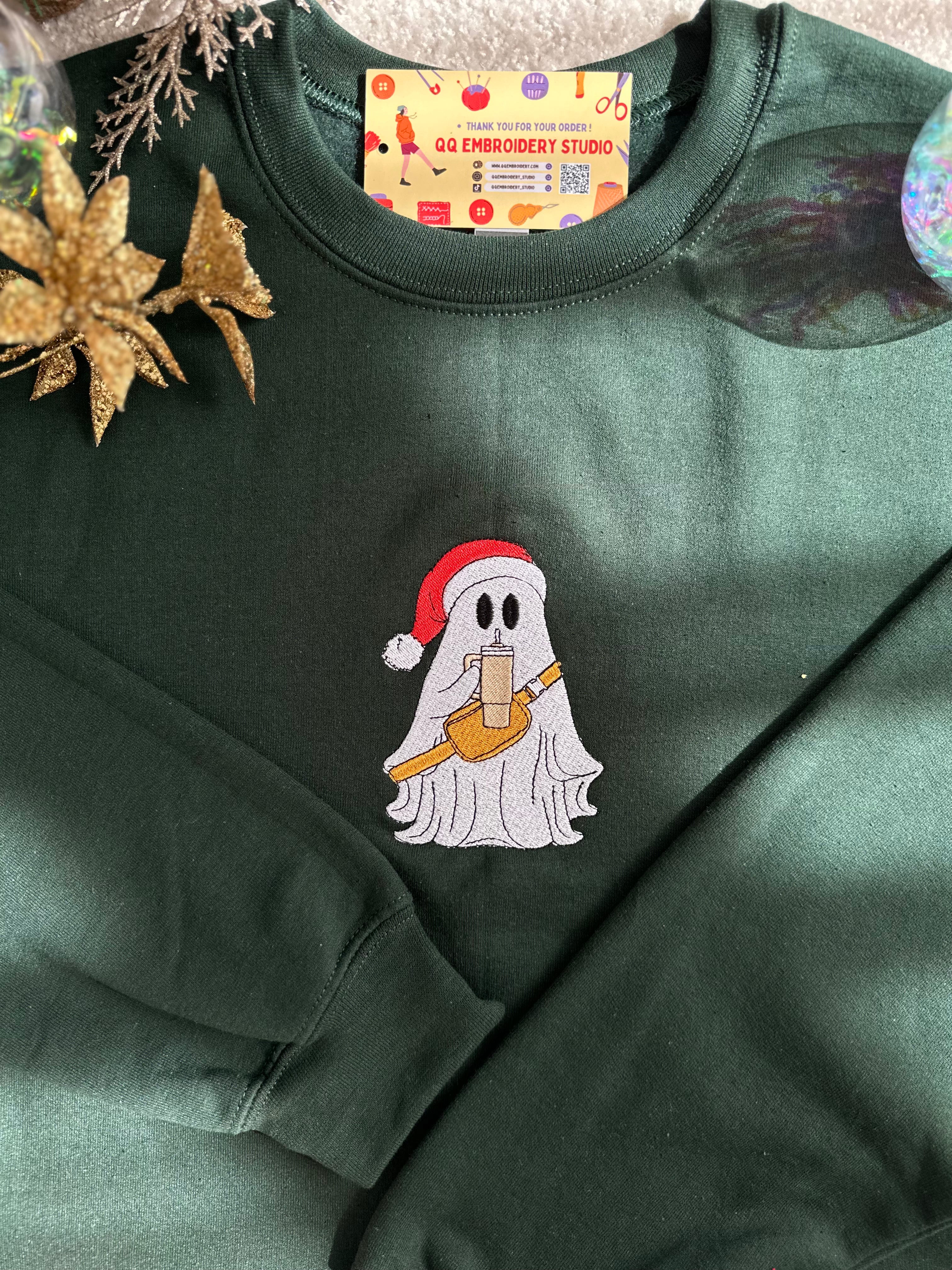 Ghost Santa Embroidered Unisex Crewneck